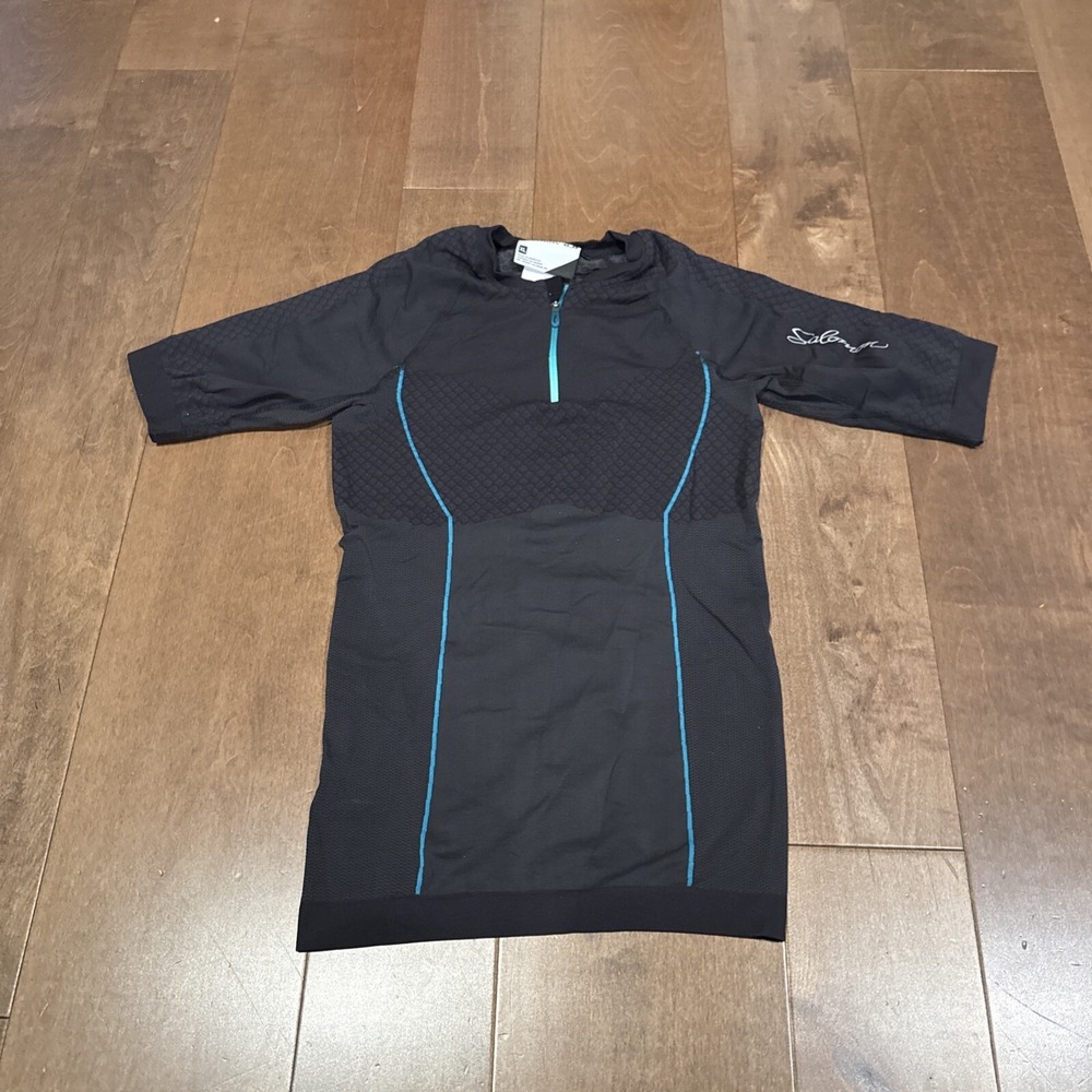 Salomon Women's EXO Motion 1/2 Zip Tee – Black, Size XL, Compression Fit